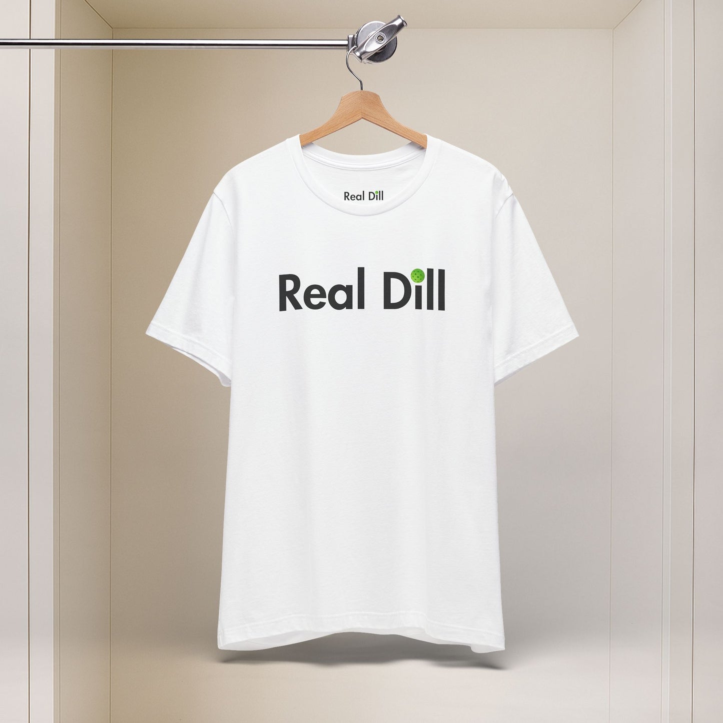 white i'm kind of a big dill pickleball shirt – hanging front view