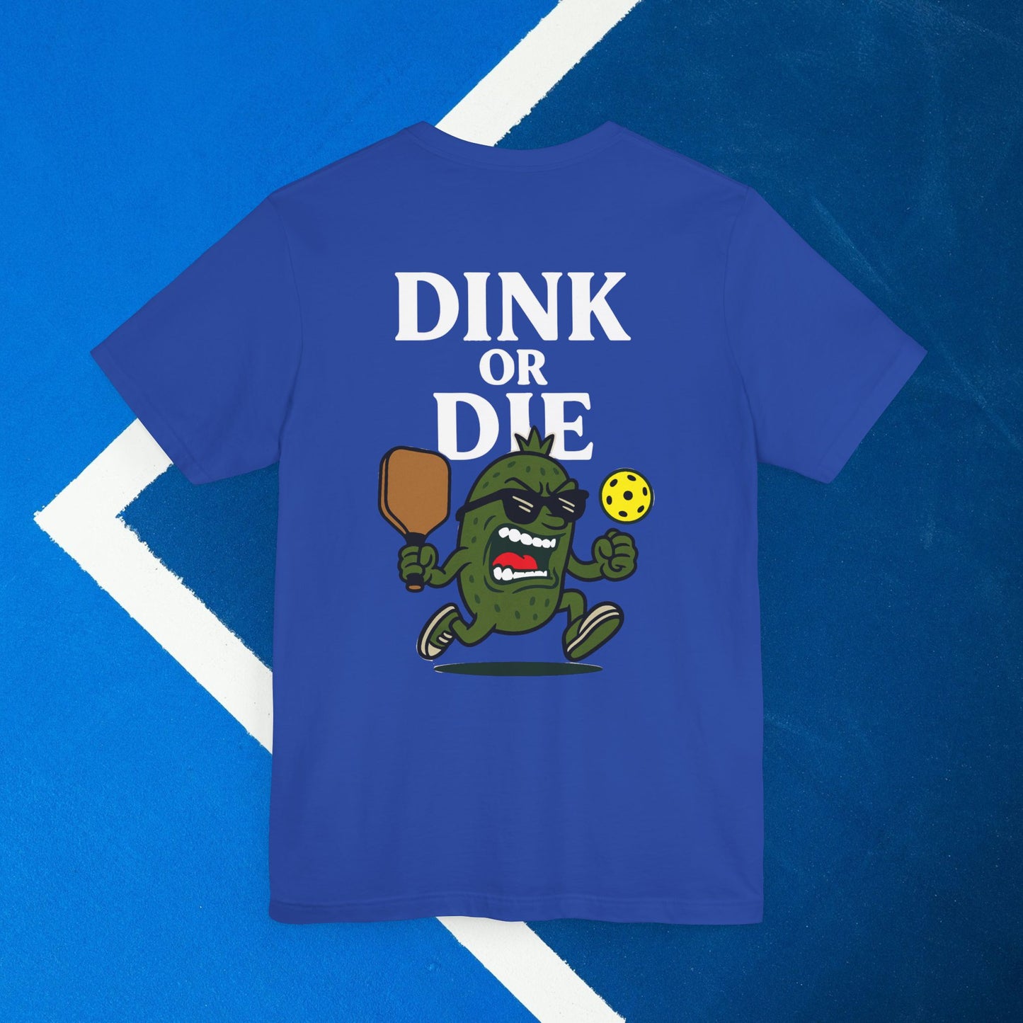 blue dink or die pickleball shirt – back design print