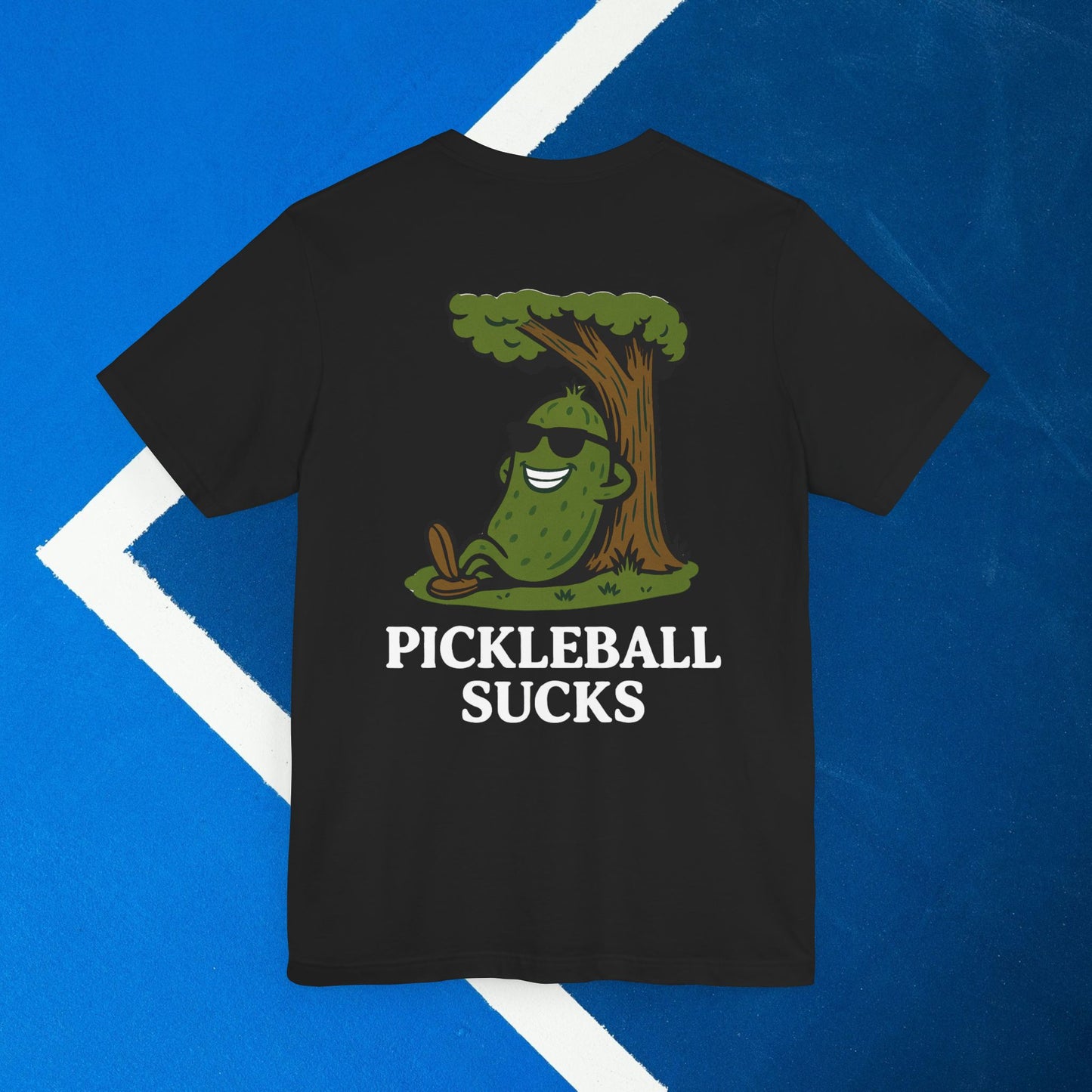 black pickleball sucks pickleball shirt – back design print