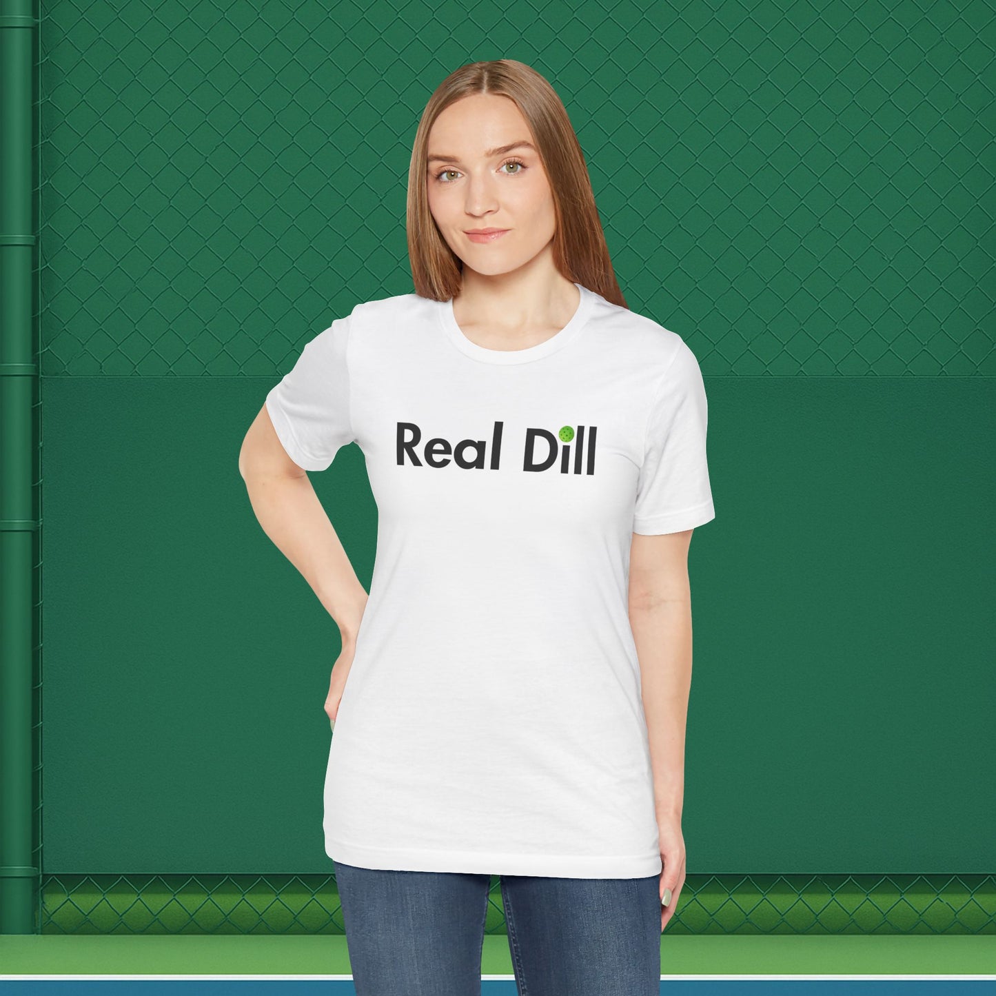white women's sarcastic pickleball shirt – i'm kind of a big dill front view