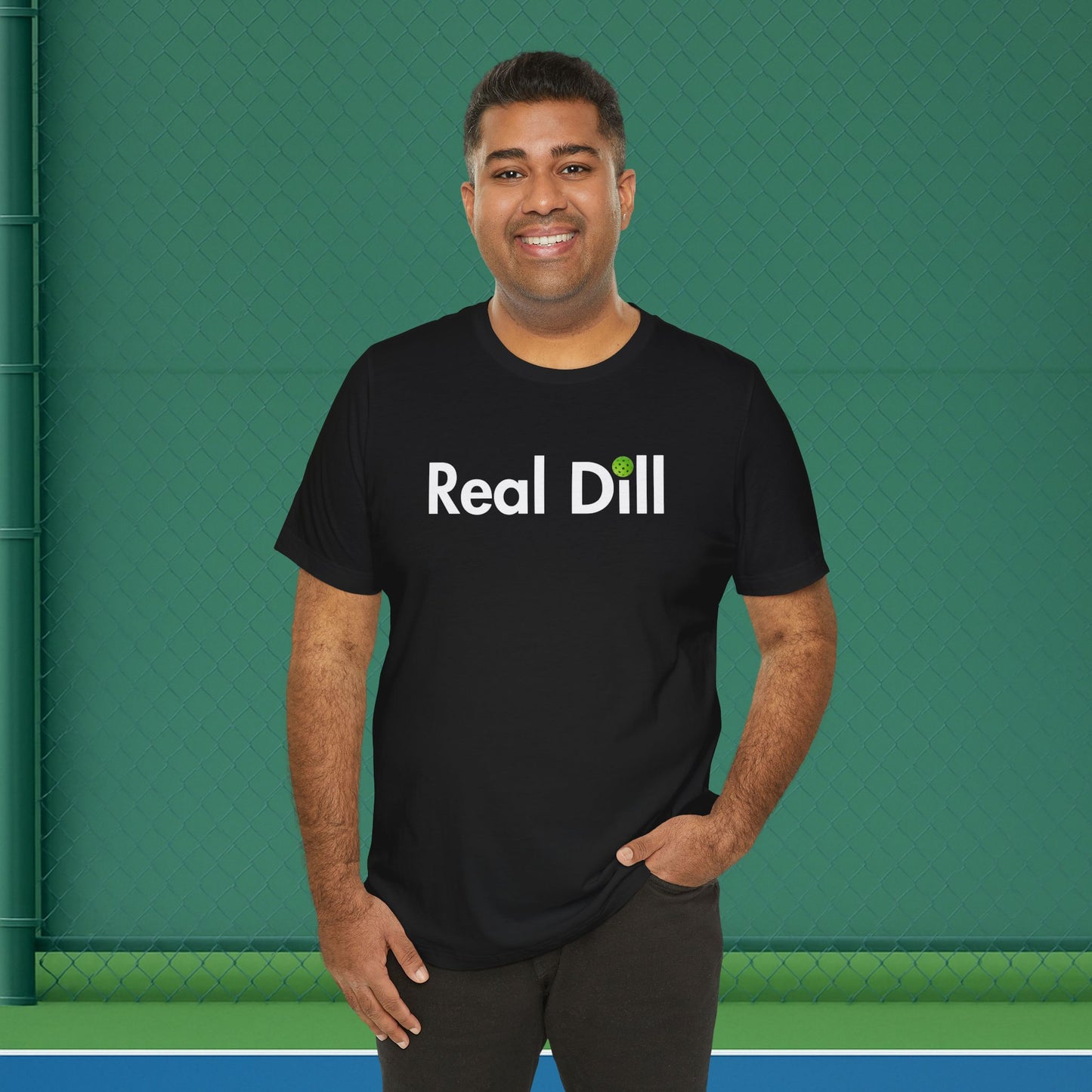 black men's sarcastic pickleball shirt – i'm kind of a big dill front view