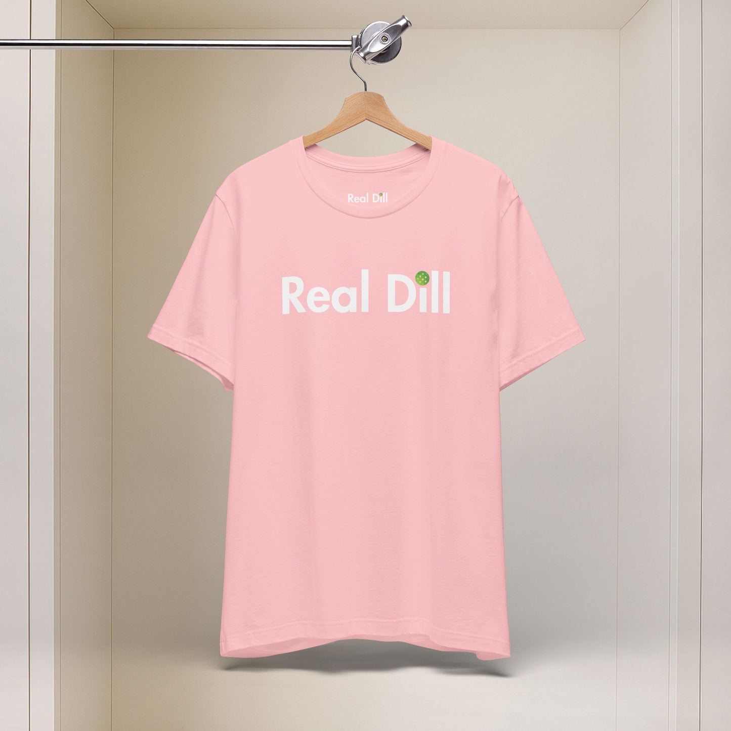 pink king of the kitchen pickleball shirt – hanging front view