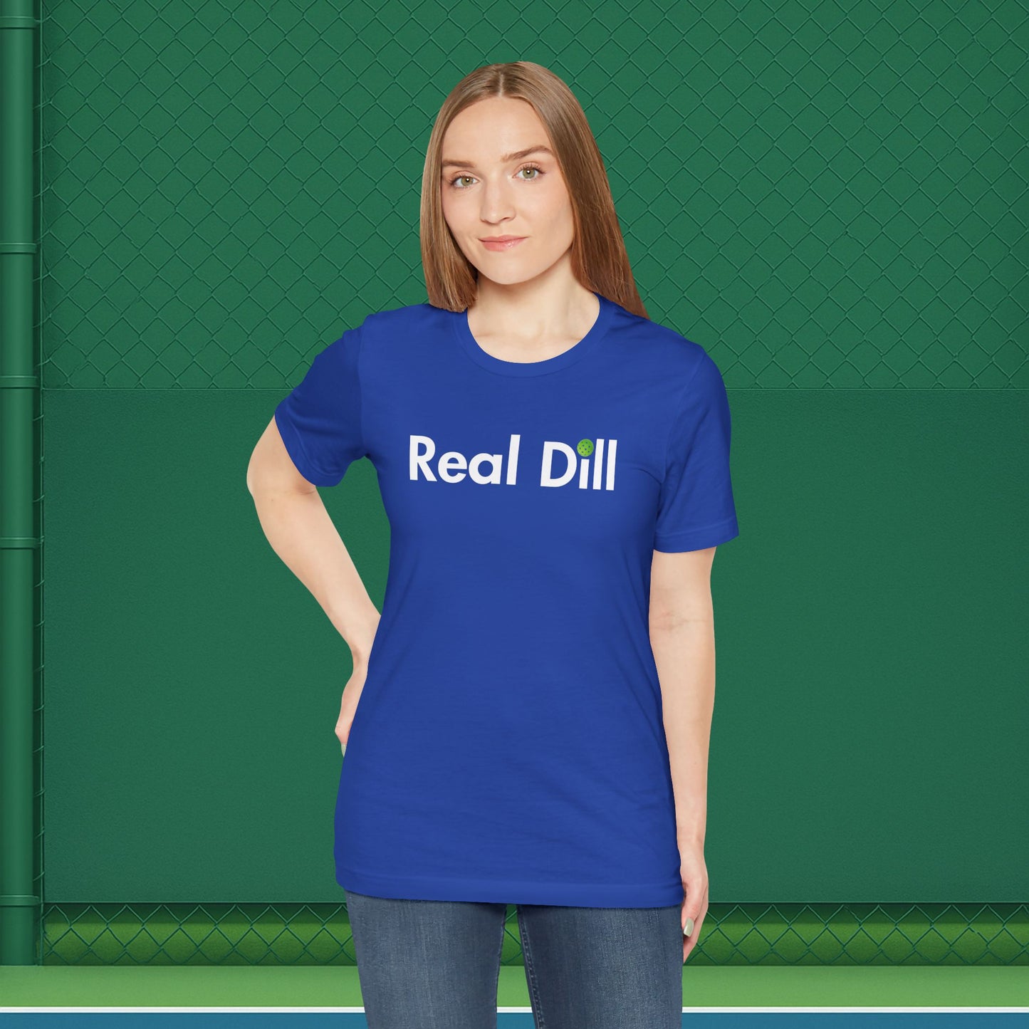 blue women's sarcastic pickleball shirt – i'm kind of a big dill front view