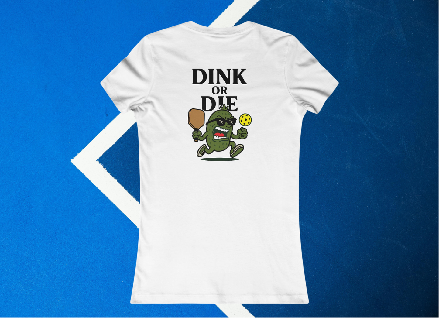 white dink or die women's pickleball shirt – back design print