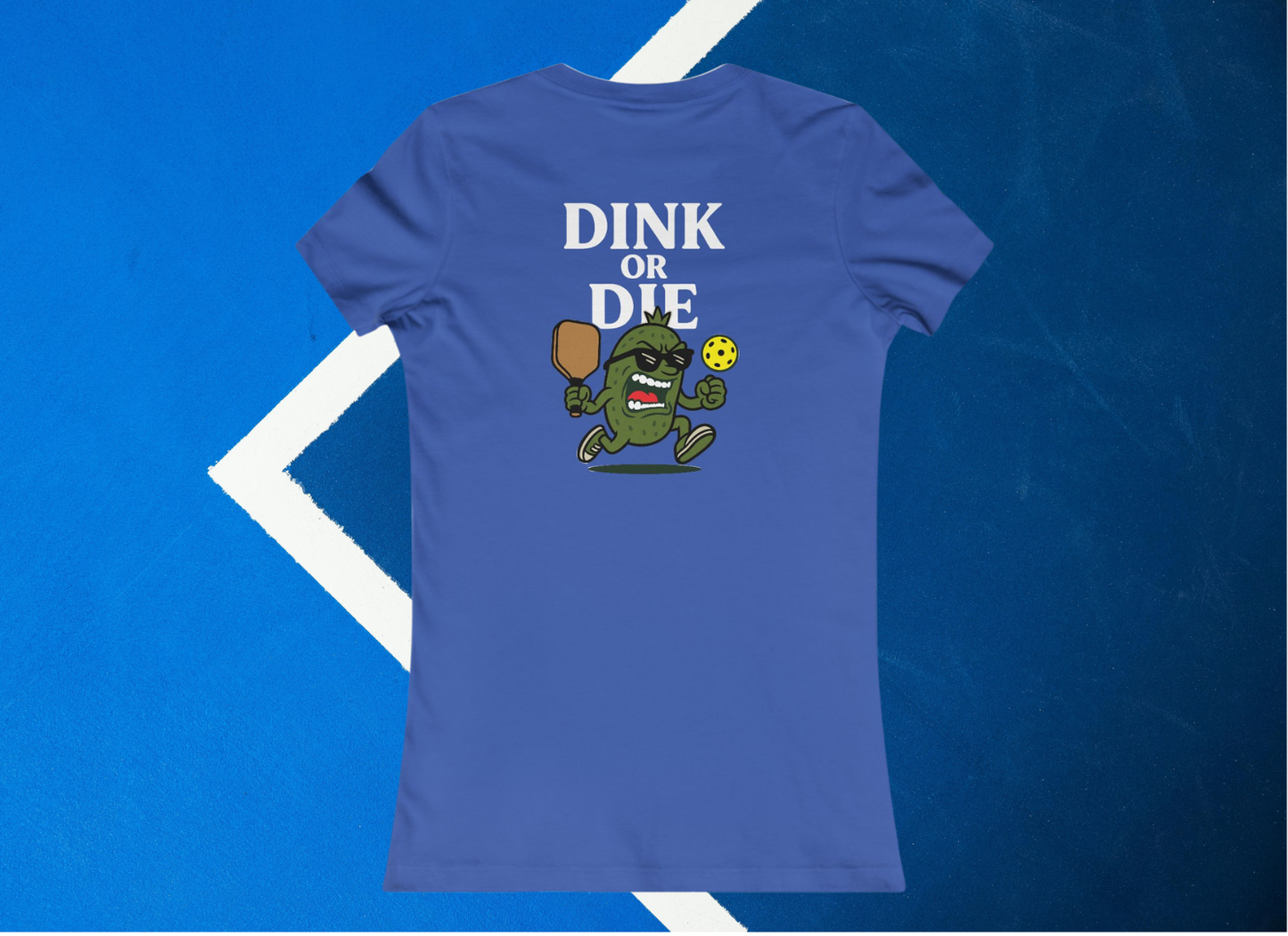 blue dink or die women's pickleball shirt – back design print