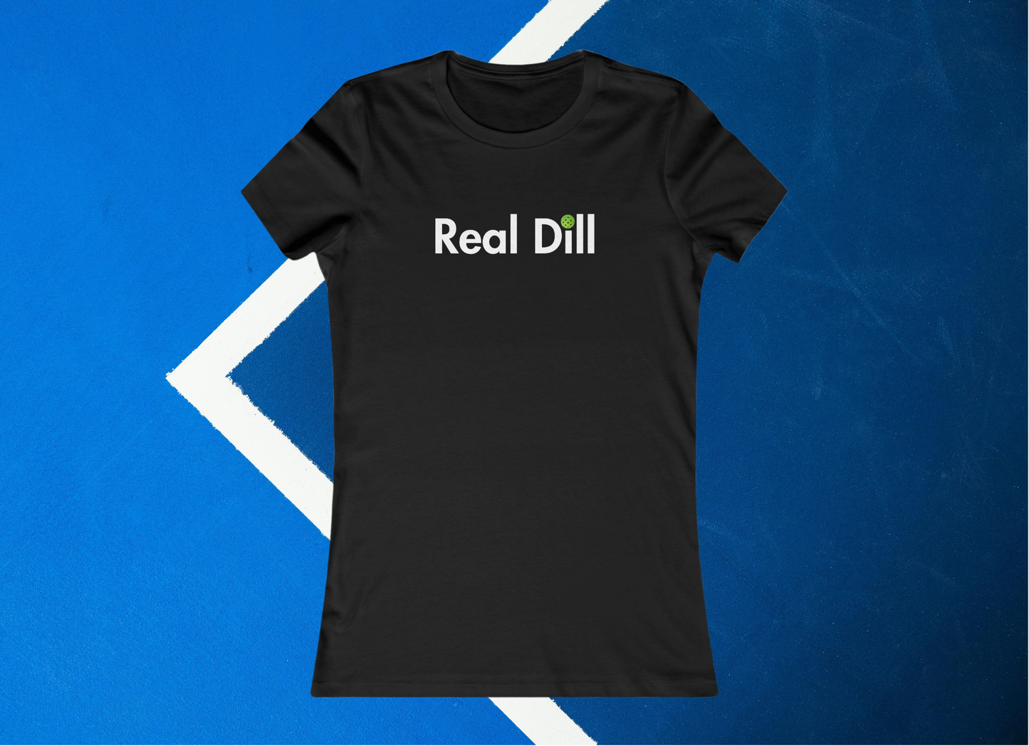 black real dill logo pickleball shirt – front flat lay view