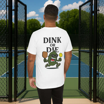 white dink or die men's pickleball shirt – back print worn