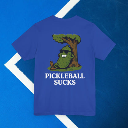 blue pickleball sucks pickleball shirt – back design print
