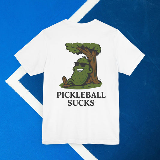 white pickleball sucks pickleball shirt – back design print