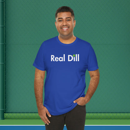 blue men's ironic pickleball shirt – pickleball sucks front view