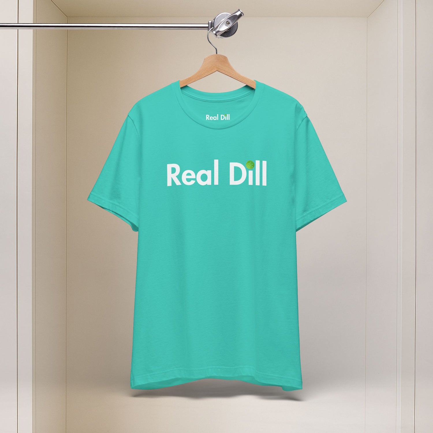 real dill pickleball shirt – hanging front view