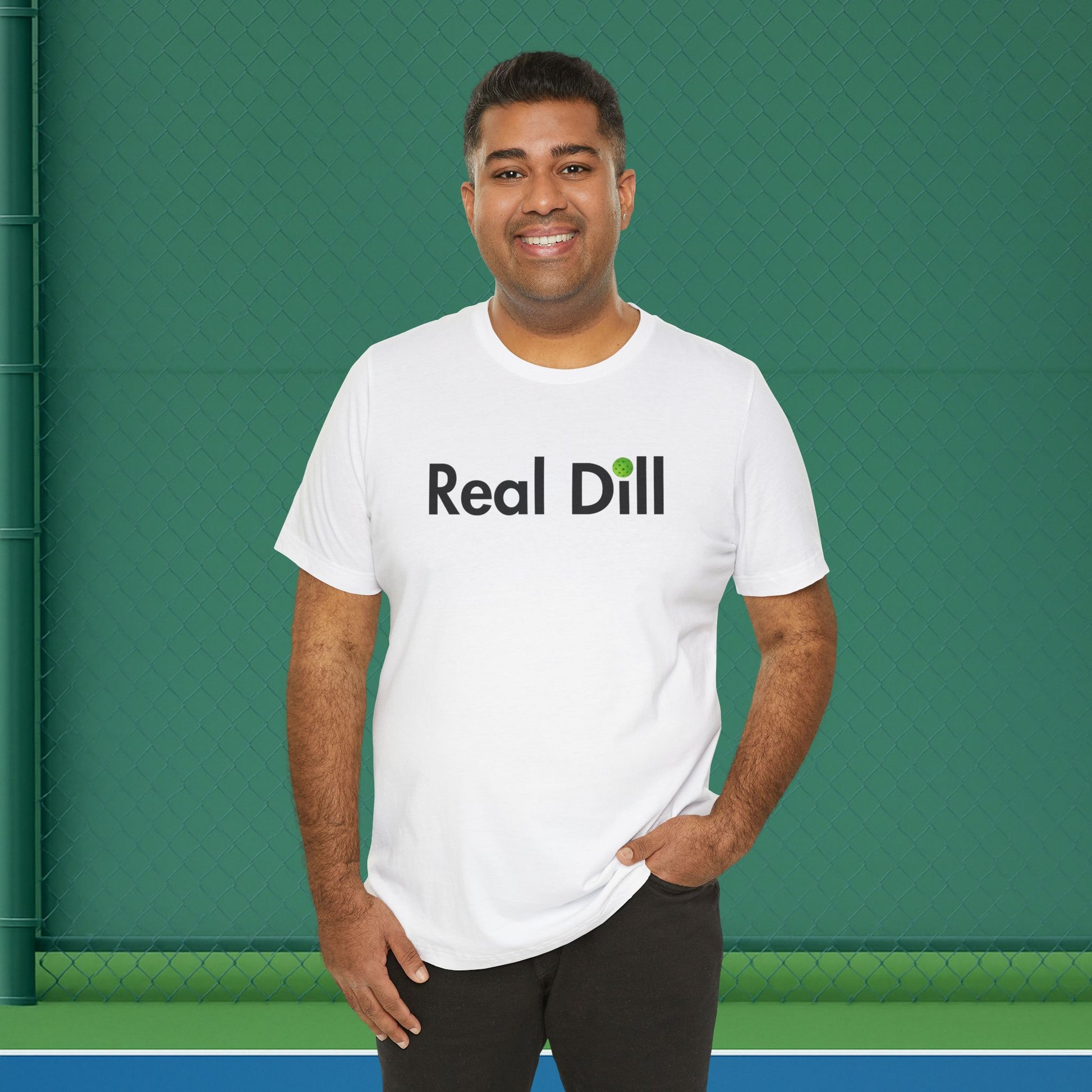 white men's sarcastic pickleball shirt – i'm kind of a big dill front view