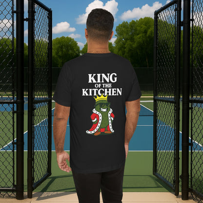 black king of the kitchen men's pickleball shirt – back print worn