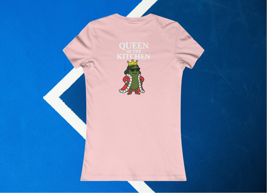 pink queen of the kitchen pickleball shirt – back design print