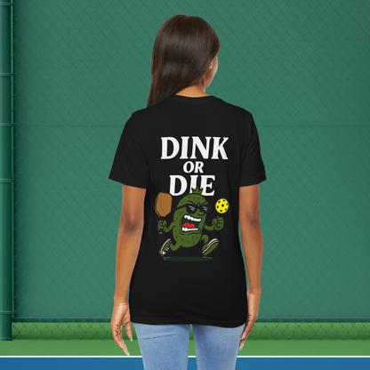 black dink or die women's pickleball shirt – back print worn