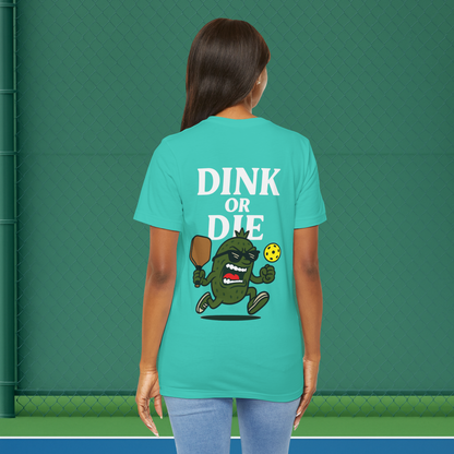 green dink or die women's pickleball shirt – back print worn