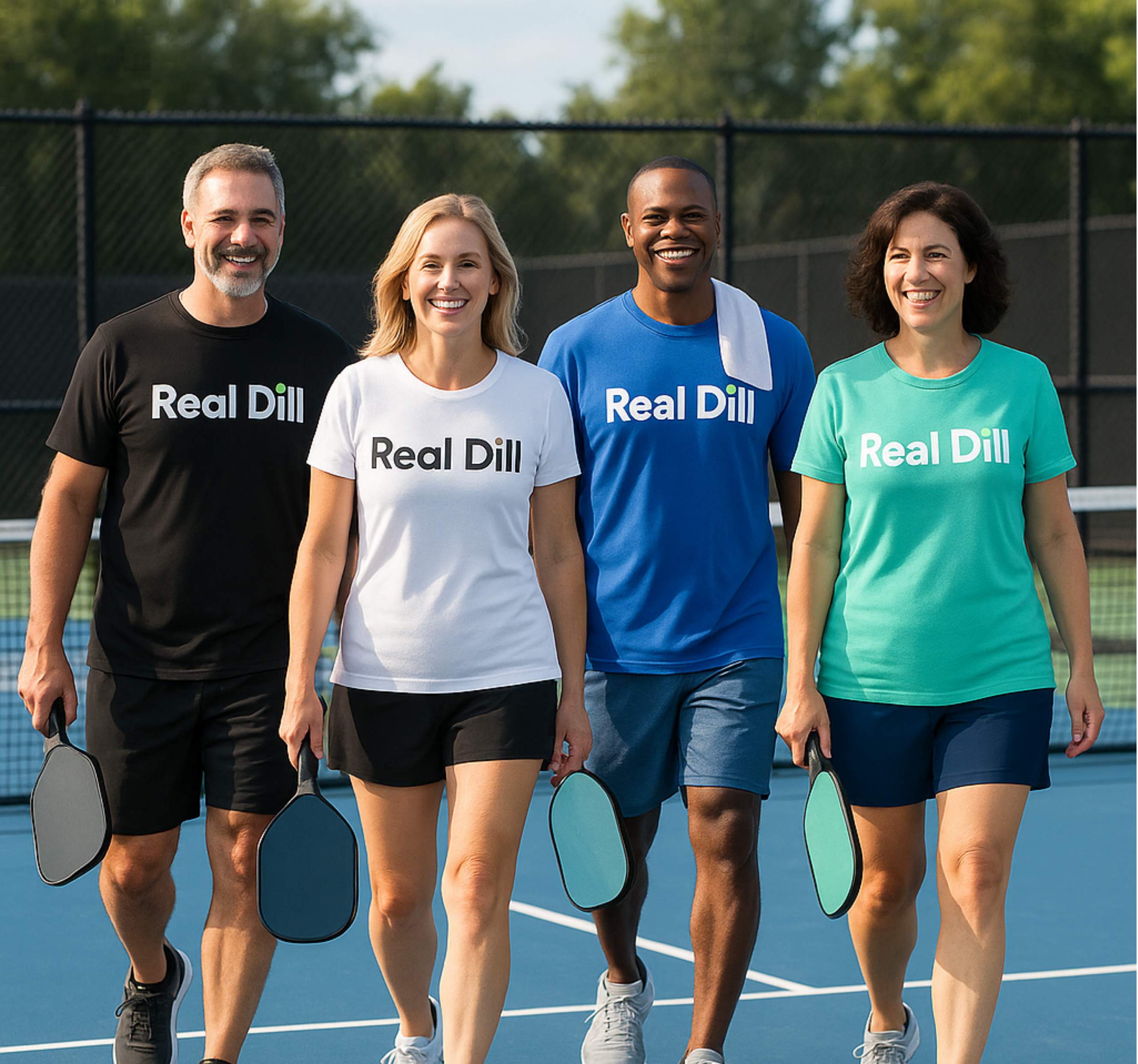 close-up of neck label – real dill pickleball shirt branding